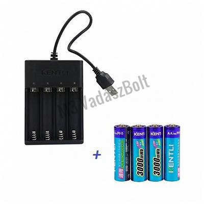 Kentli CHU4 USB töltő + PH5 Lítium-ion AA akkumulátor 3000mWh - 4db