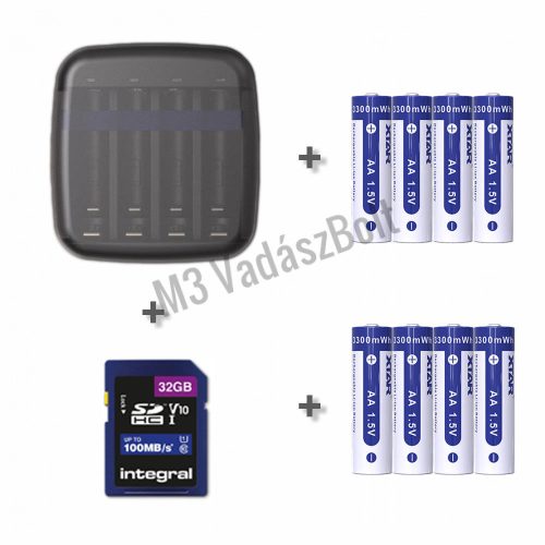 XTAR BC4 töltő + 8 x AA 2000mAh 1.5V Li-ion akkumulátor + 32 GB SD kártya