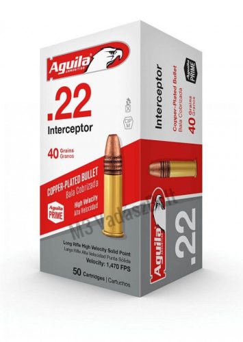 .22LR Aguila Interceptor HV SP CopPlat  2.6g, 40gr