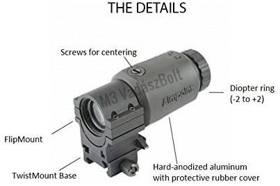 Aimpoint 3X-C red dot nagyító + Flip & Twist Mount 39mm