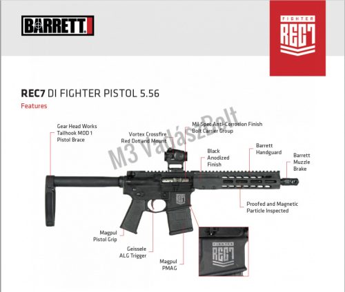 Barrett REC7 DI 223Rem Fighter Pistol, 260mm