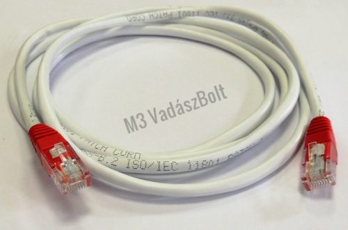 Szilikonkábel 8-eres (RJ45-RJ45, fehér kábel, piros dugasz)