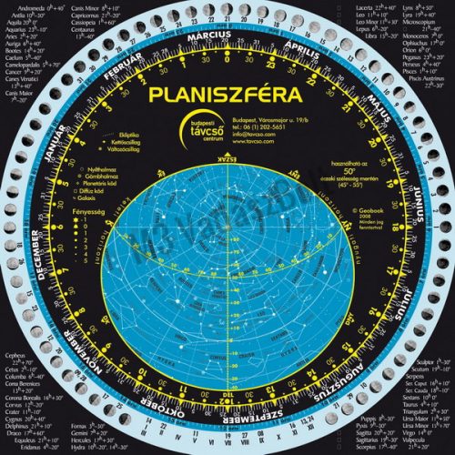 Forgatható csillagtérkép (planiszféra) és holdnaptár